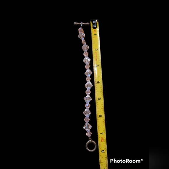 *VINTAGE* Clear & pink Quartz bracelet 8in in length beaded. Elegant. Simple. - Picture 3 of 3